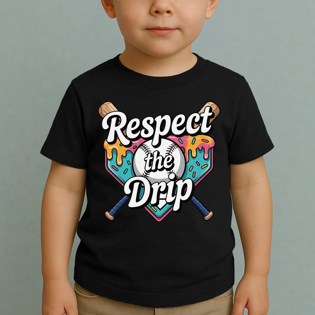 Baseball Drip Ice Cream Dripping Respect The Drip Toddler T-Shirt