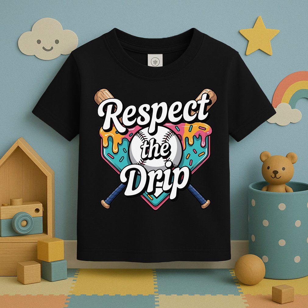 Baseball Drip Ice Cream Dripping Respect The Drip Toddler T-Shirt