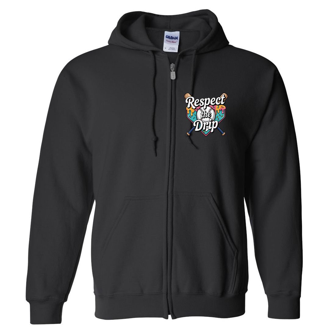 Baseball Drip Ice Cream Dripping Respect The Drip Full Zip Hoodie