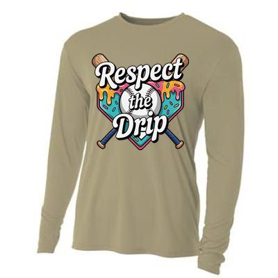 Baseball Drip Ice Cream Dripping Respect The Drip Cooling Performance Long Sleeve Crew