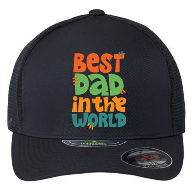 Best Dad In The World Cute Fathers Day Flexfit Unipanel Trucker Cap