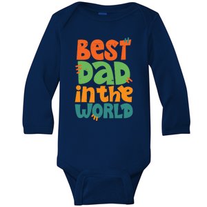 Best Dad In The World Cute Fathers Day Baby Long Sleeve Bodysuit