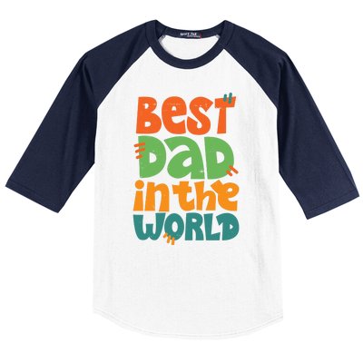 Best Dad In The World Cute Fathers Day Baseball Sleeve Shirt