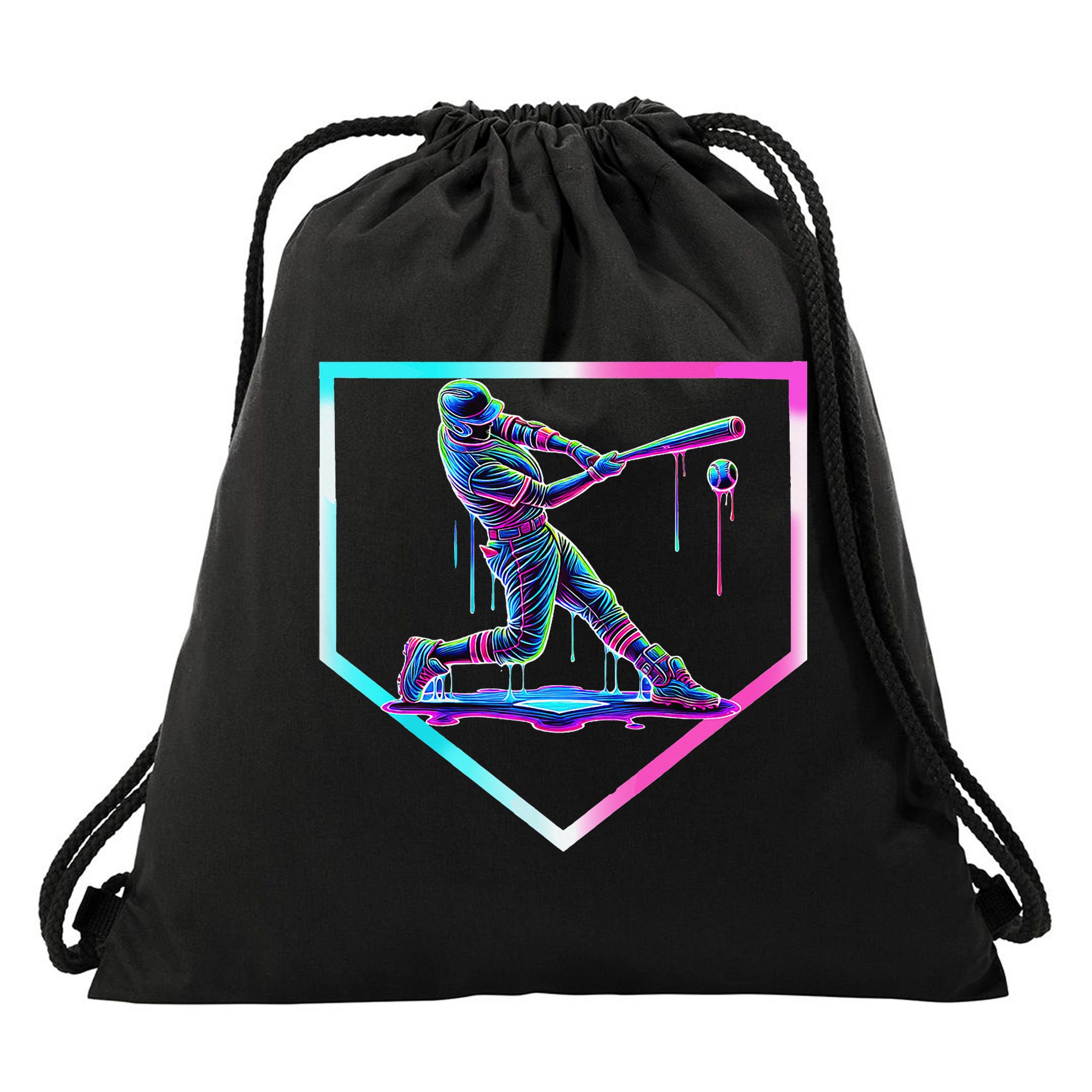 Baseball Drip Ice Cream Baseball Home Plate Baseball Drawstring Bag