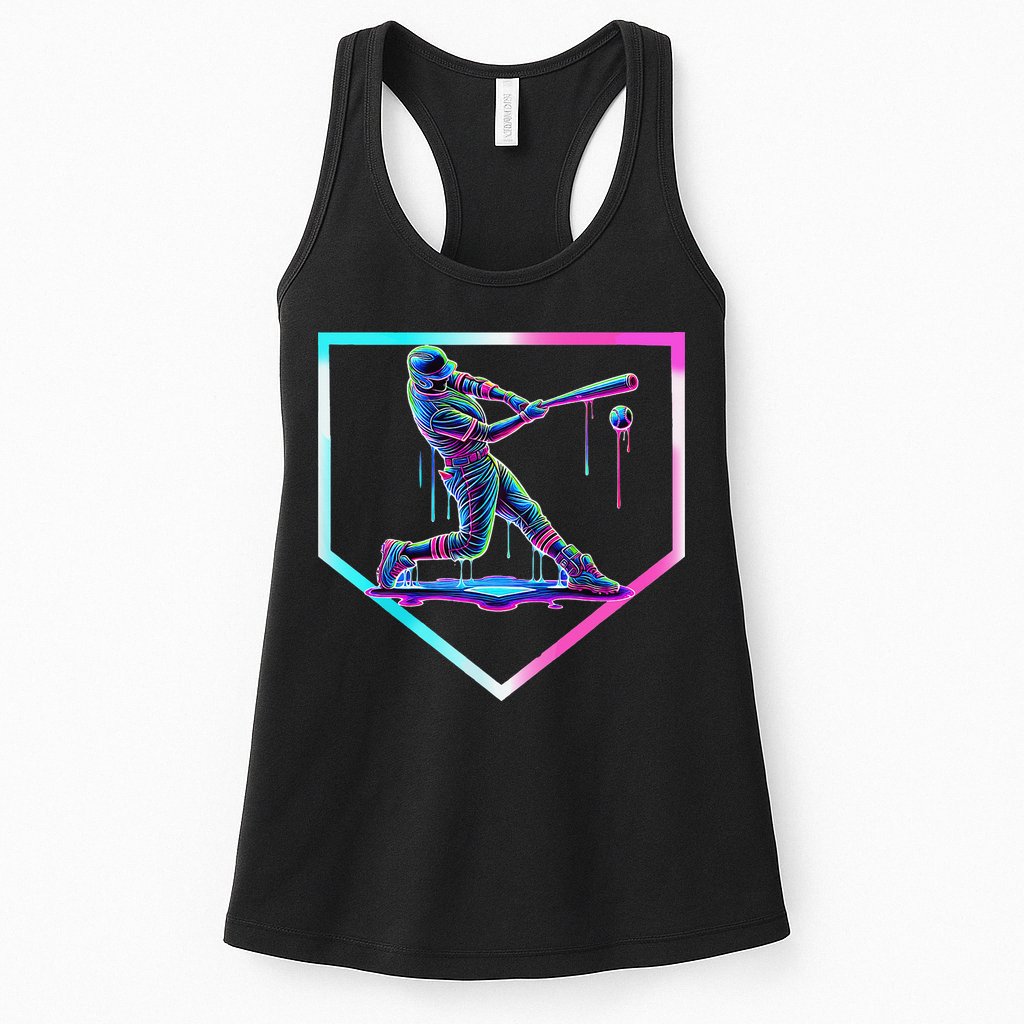 Baseball Drip Ice Cream Baseball Home Plate Baseball Womens Tank Top