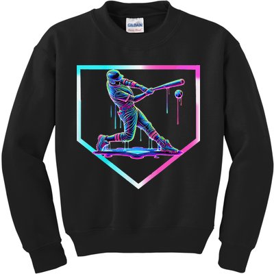 Baseball Drip Ice Cream Baseball Home Plate Baseball Kids Sweatshirt