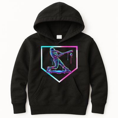 Baseball Drip Ice Cream Baseball Home Plate Baseball Kids Hoodie