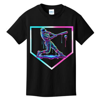 Baseball Drip Ice Cream Baseball Home Plate Baseball Kids T-Shirt