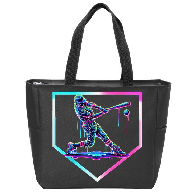 Baseball Drip Ice Cream Baseball Home Plate Baseball Zip Tote Bag