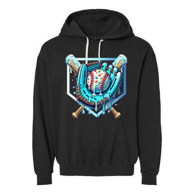 Baseball Drip Ice Cream Sprinkles Baseball Glove Garment-Dyed Fleece Hoodie