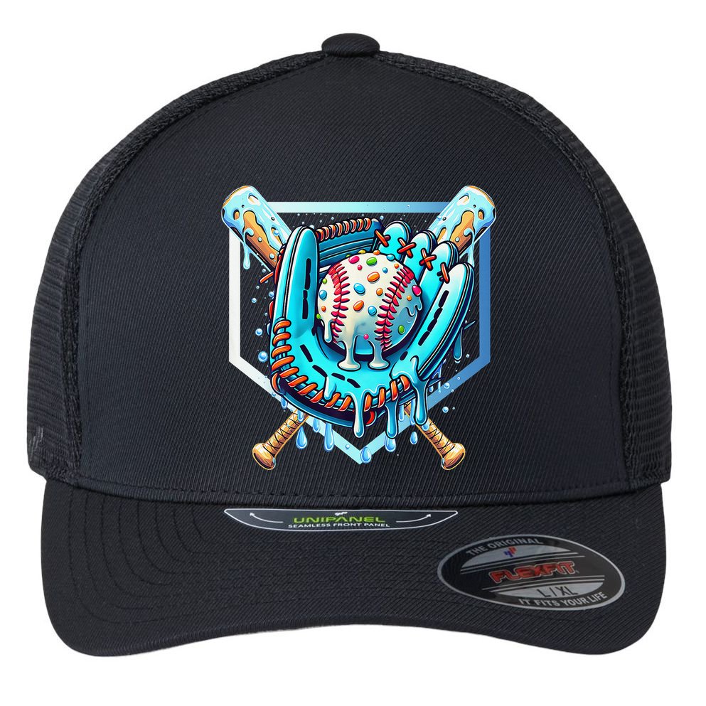 Baseball Drip Ice Cream Sprinkles Baseball Glove Flexfit Unipanel Trucker Cap