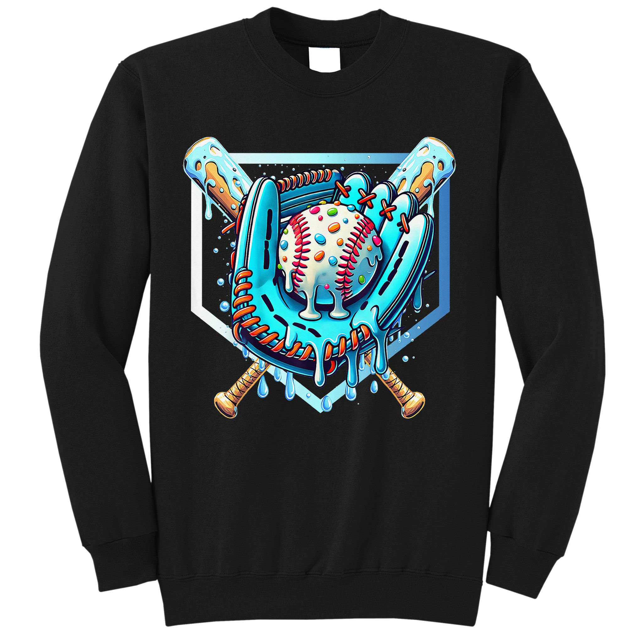 Baseball Drip Ice Cream Sprinkles Baseball Glove Sweatshirt
