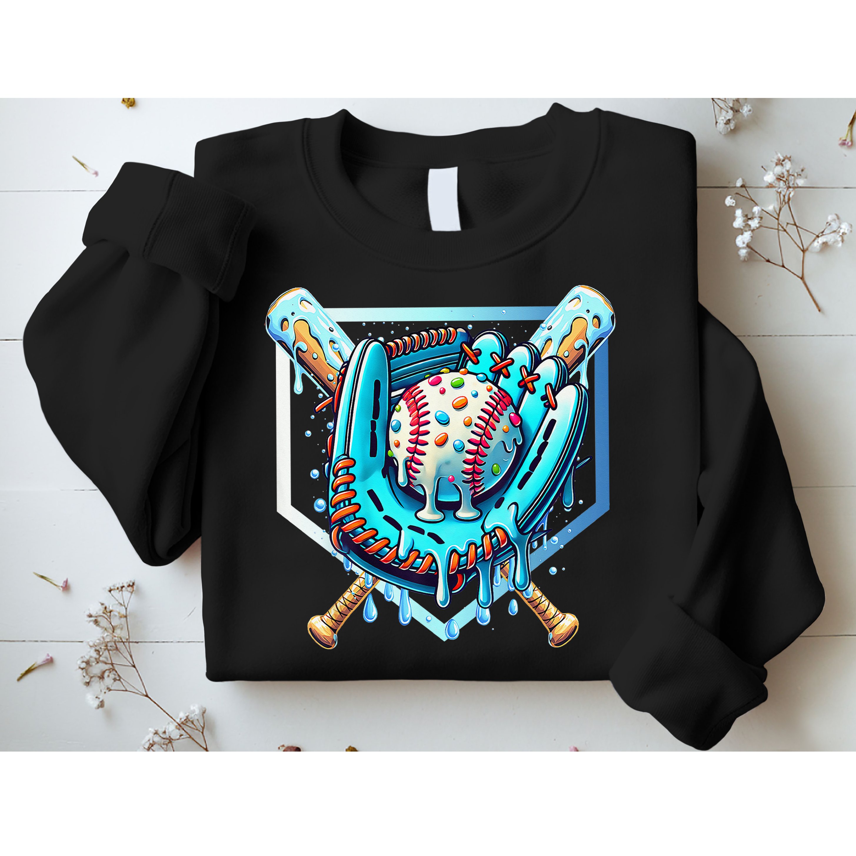 Baseball Drip Ice Cream Sprinkles Baseball Glove Sweatshirt
