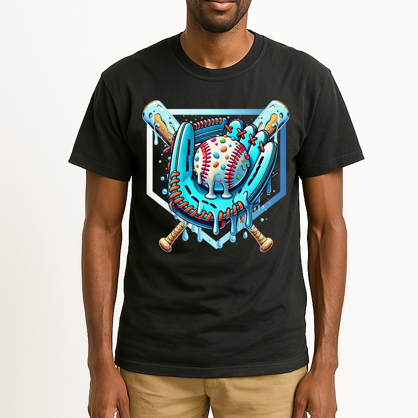 Baseball Drip Ice Cream Sprinkles Baseball Glove Tall T-Shirt
