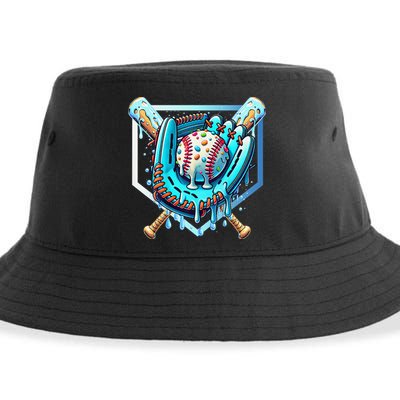 Baseball Drip Ice Cream Sprinkles Baseball Glove Sustainable Bucket Hat