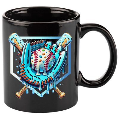Baseball Drip Ice Cream Sprinkles Baseball Glove 11oz C Handle Ceramic Mug