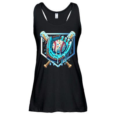 Baseball Drip Ice Cream Sprinkles Baseball Glove Ladies Essential Flowy Tank