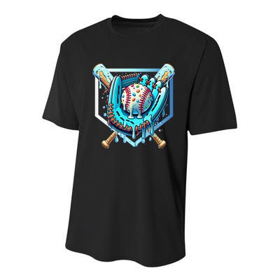 Baseball Drip Ice Cream Sprinkles Baseball Glove Youth Performance Sprint T-Shirt