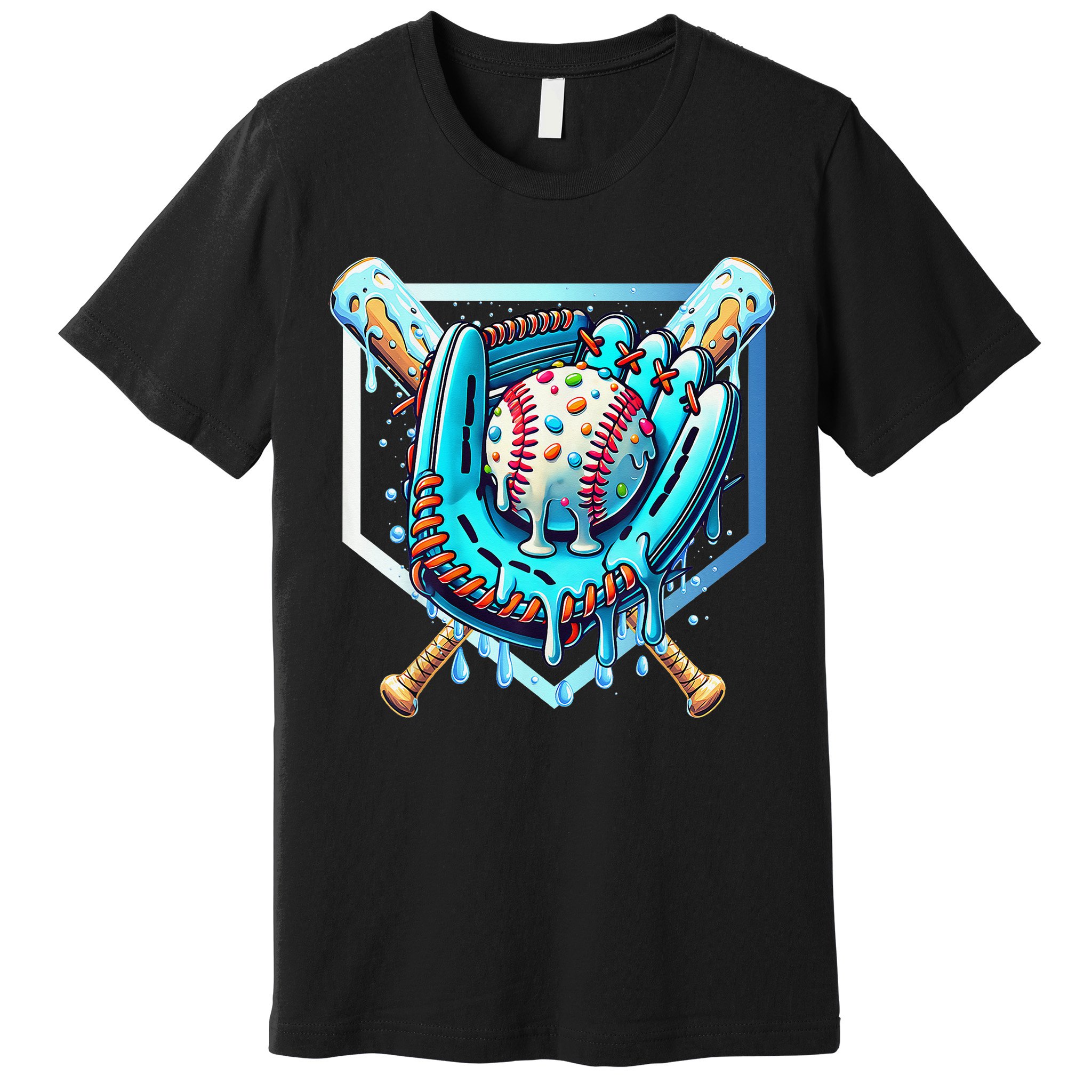Baseball Drip Ice Cream Sprinkles Baseball Glove Premium T-Shirt
