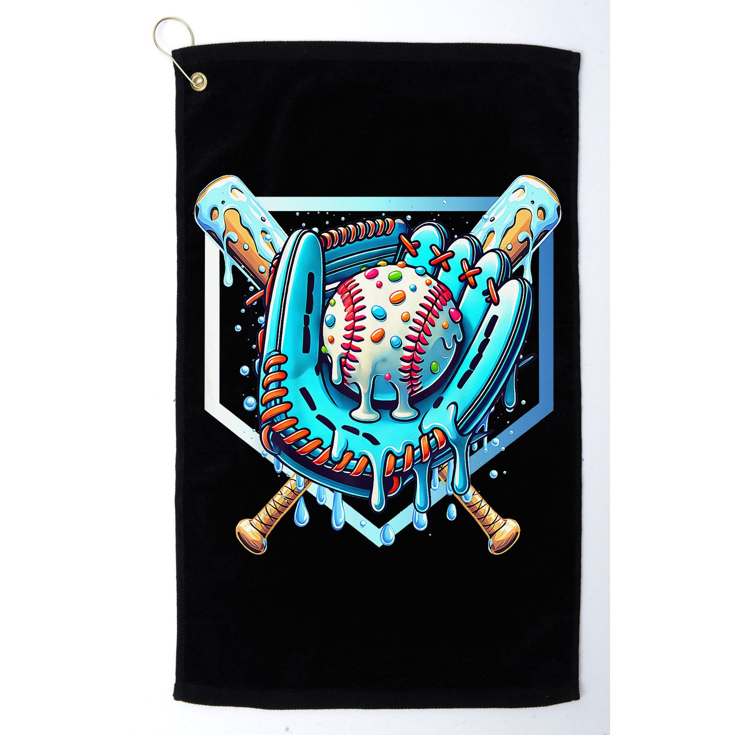 Baseball Drip Ice Cream Sprinkles Baseball Glove Golf Towel