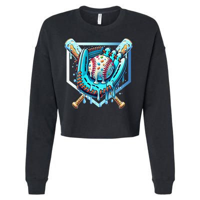 Baseball Drip Ice Cream Sprinkles Baseball Glove Cropped Pullover Crew
