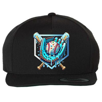 Baseball Drip Ice Cream Sprinkles Baseball Glove Wool Snapback Cap