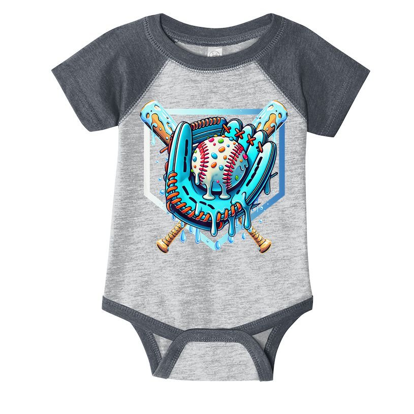 Baseball Drip Ice Cream Sprinkles Baseball Glove Infant Baby Jersey Bodysuit