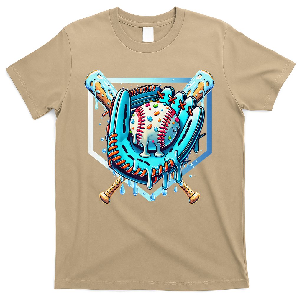 Baseball Drip Ice Cream Sprinkles Baseball Glove T-Shirt