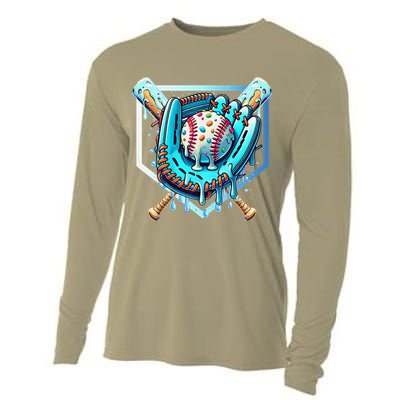 Baseball Drip Ice Cream Sprinkles Baseball Glove Cooling Performance Long Sleeve Crew