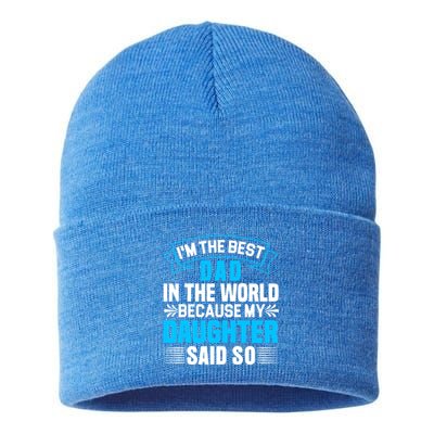 Best Dad In The World On Fathers Day Funny Gift Sustainable Knit Beanie