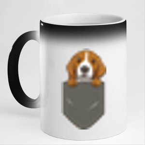 Beagle Dog In Pocket Cute Beagle Dog 11oz Black Color Changing Mug