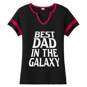 Best Dad In The Galaxy Daddy Cool Parent Retro Father Old Gift Ladies Halftime Notch Neck Tee