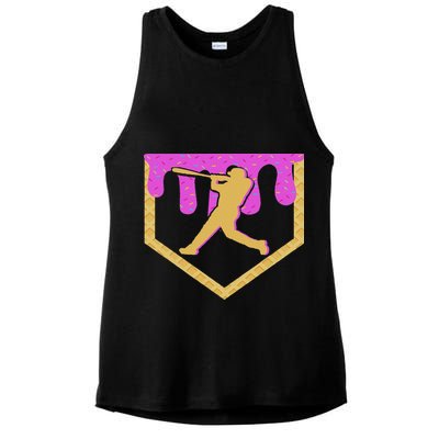 Baseball Drip Ice Cream Sprinkles Ladies PosiCharge Tri-Blend Wicking Tank