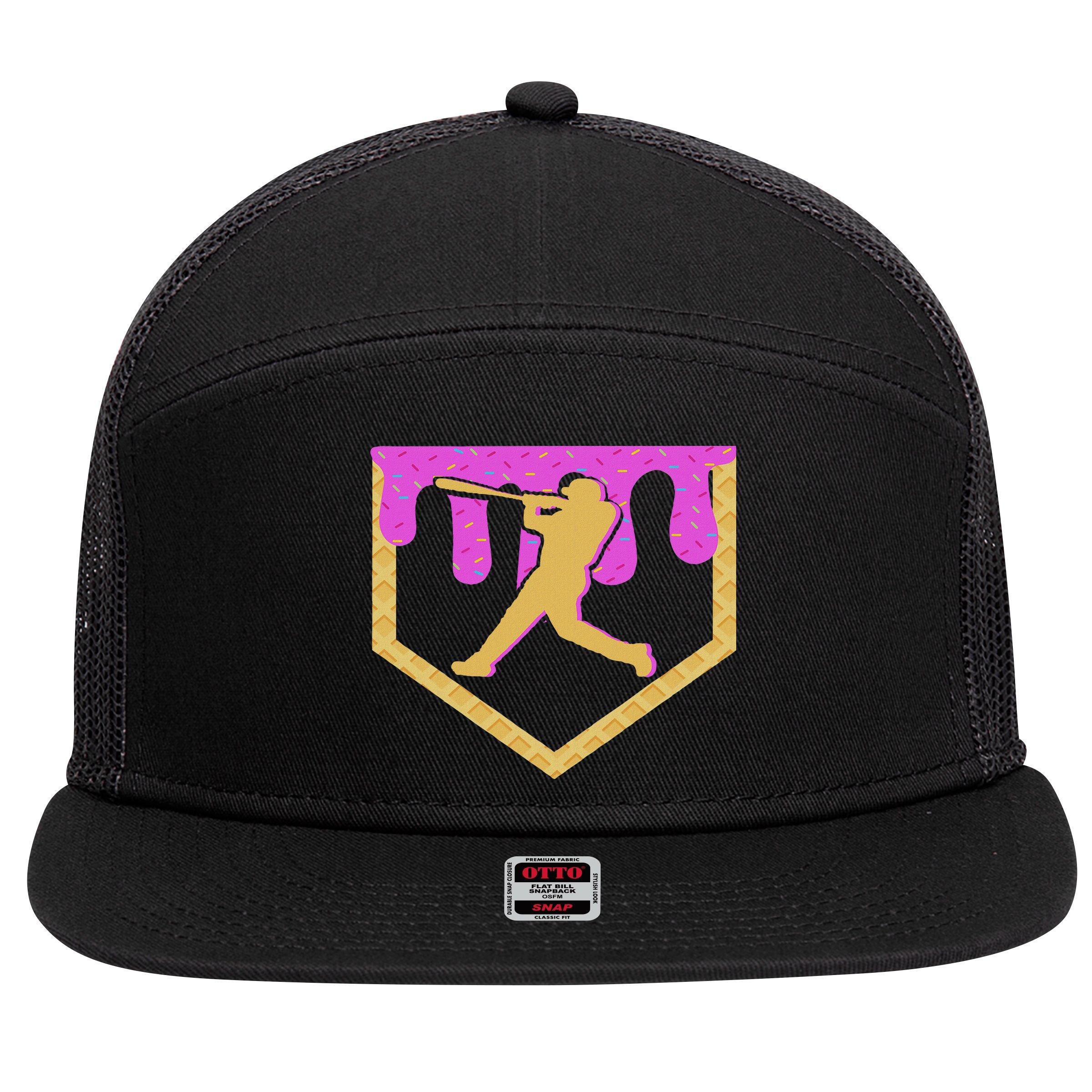 Baseball Drip Ice Cream Sprinkles 7 Panel Mesh Trucker Snapback Hat