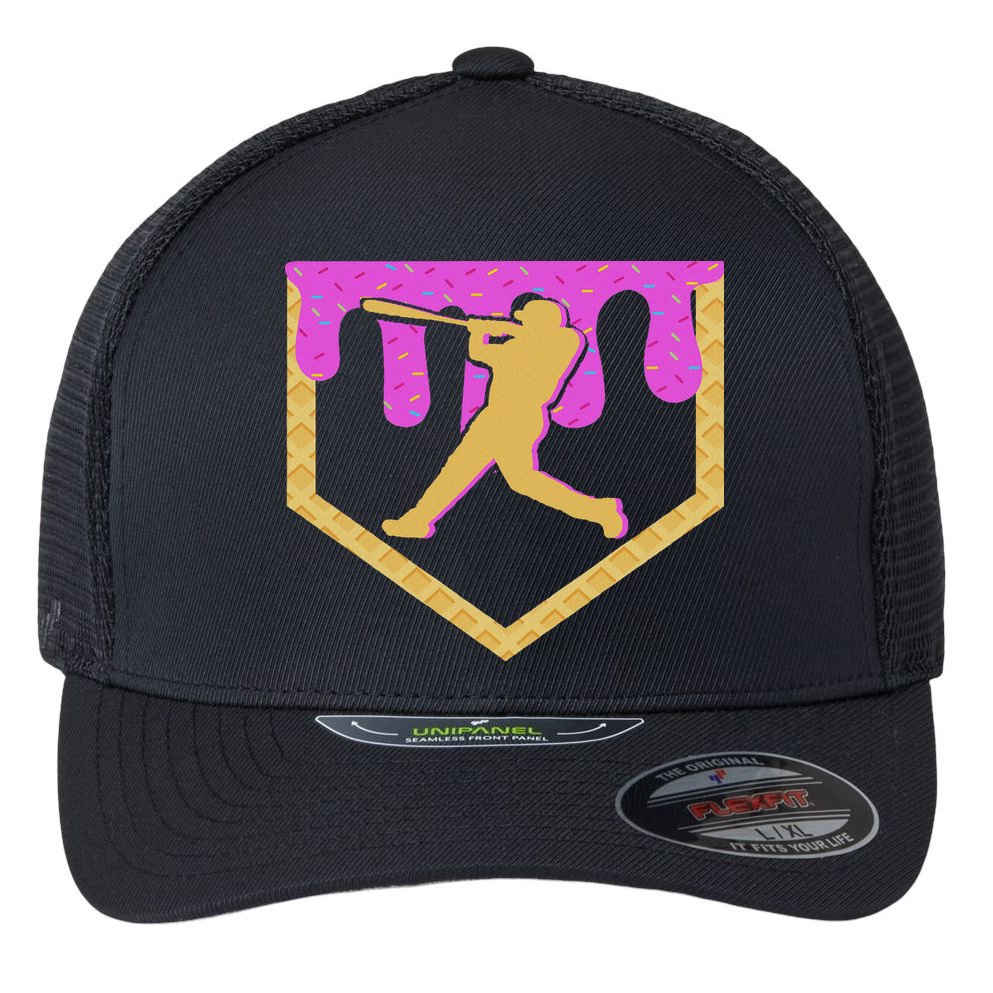 Baseball Drip Ice Cream Sprinkles Flexfit Unipanel Trucker Cap