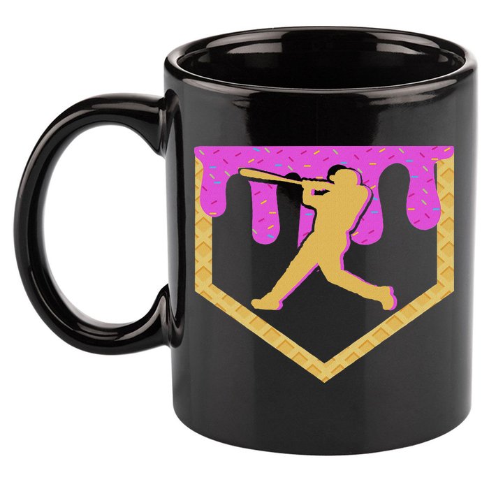Baseball Drip Ice Cream Sprinkles 11oz C Handle Ceramic Mug