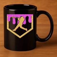 Baseball Drip Ice Cream Sprinkles 11oz C Handle Ceramic Mug