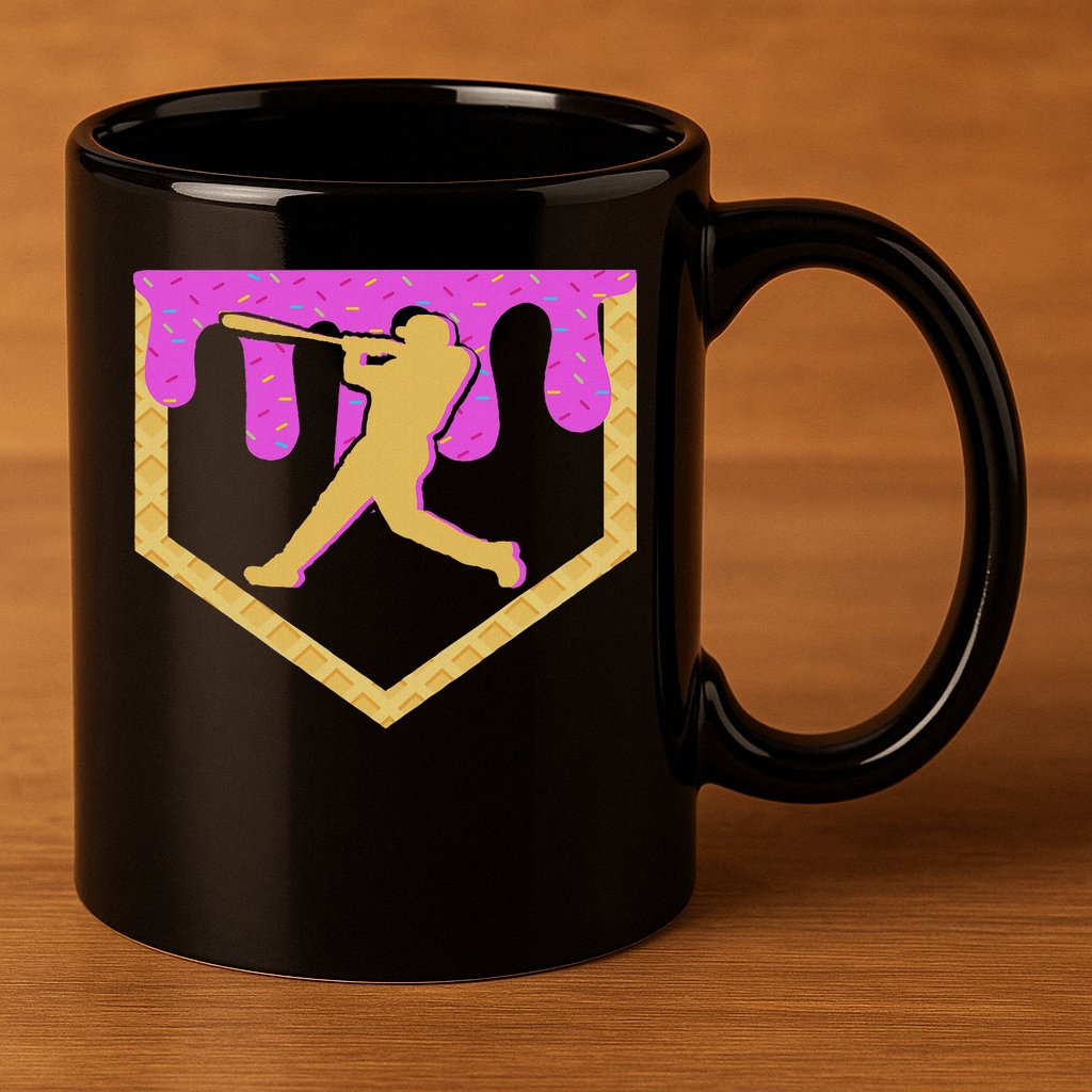 Baseball Drip Ice Cream Sprinkles 11oz C Handle Ceramic Mug