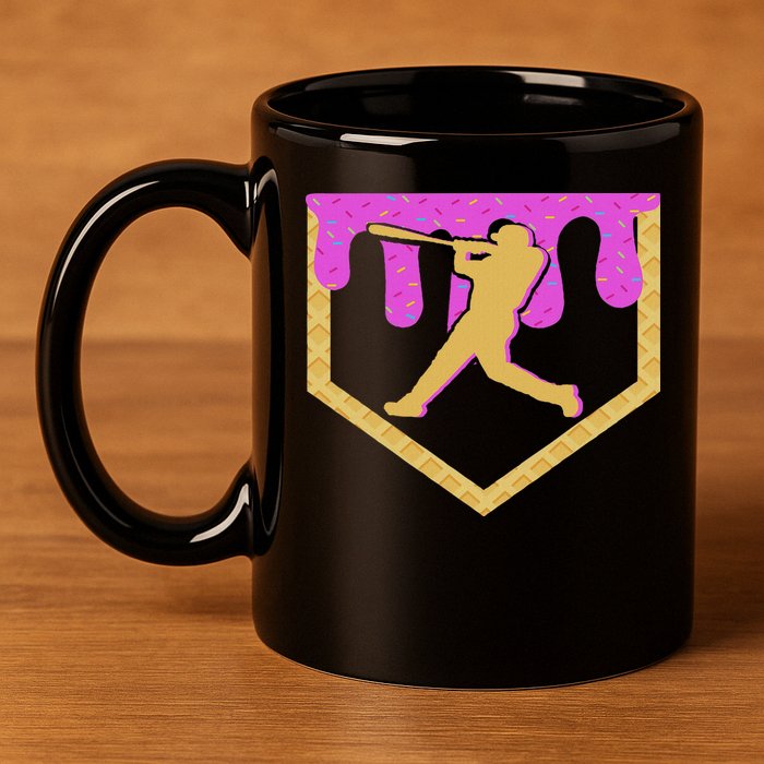 Baseball Drip Ice Cream Sprinkles 11oz C Handle Ceramic Mug