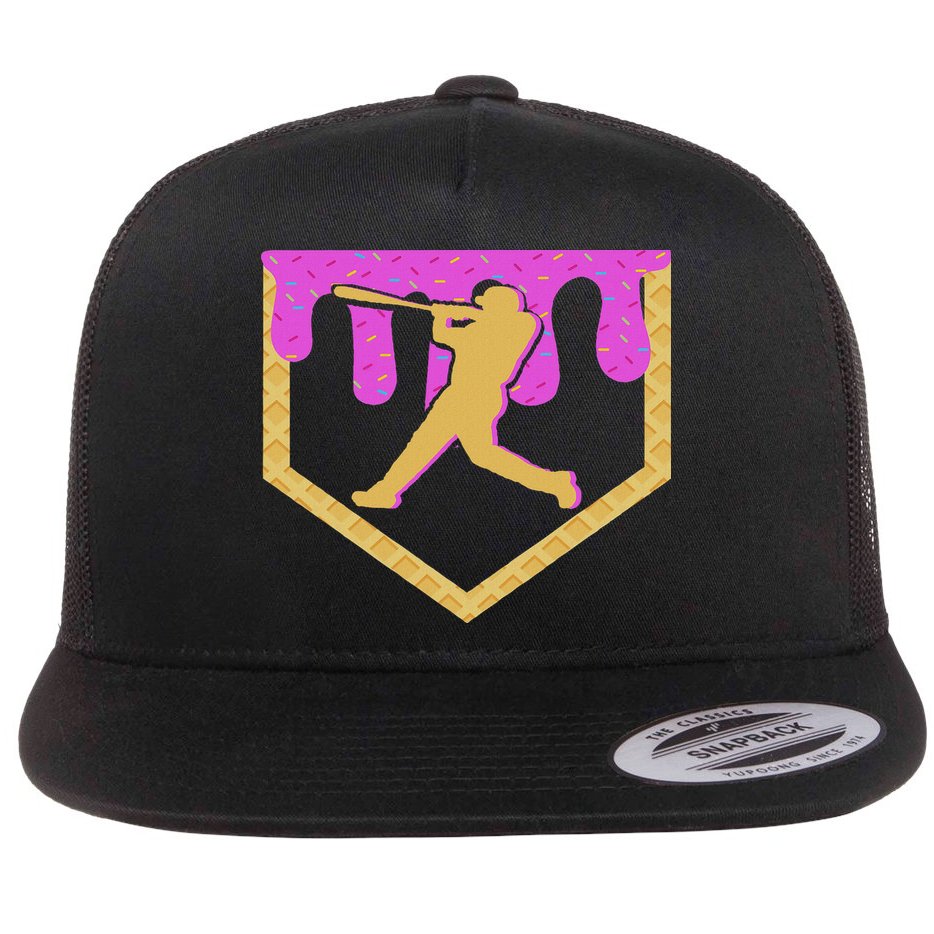 Baseball Drip Ice Cream Sprinkles Flat Bill Trucker Hat