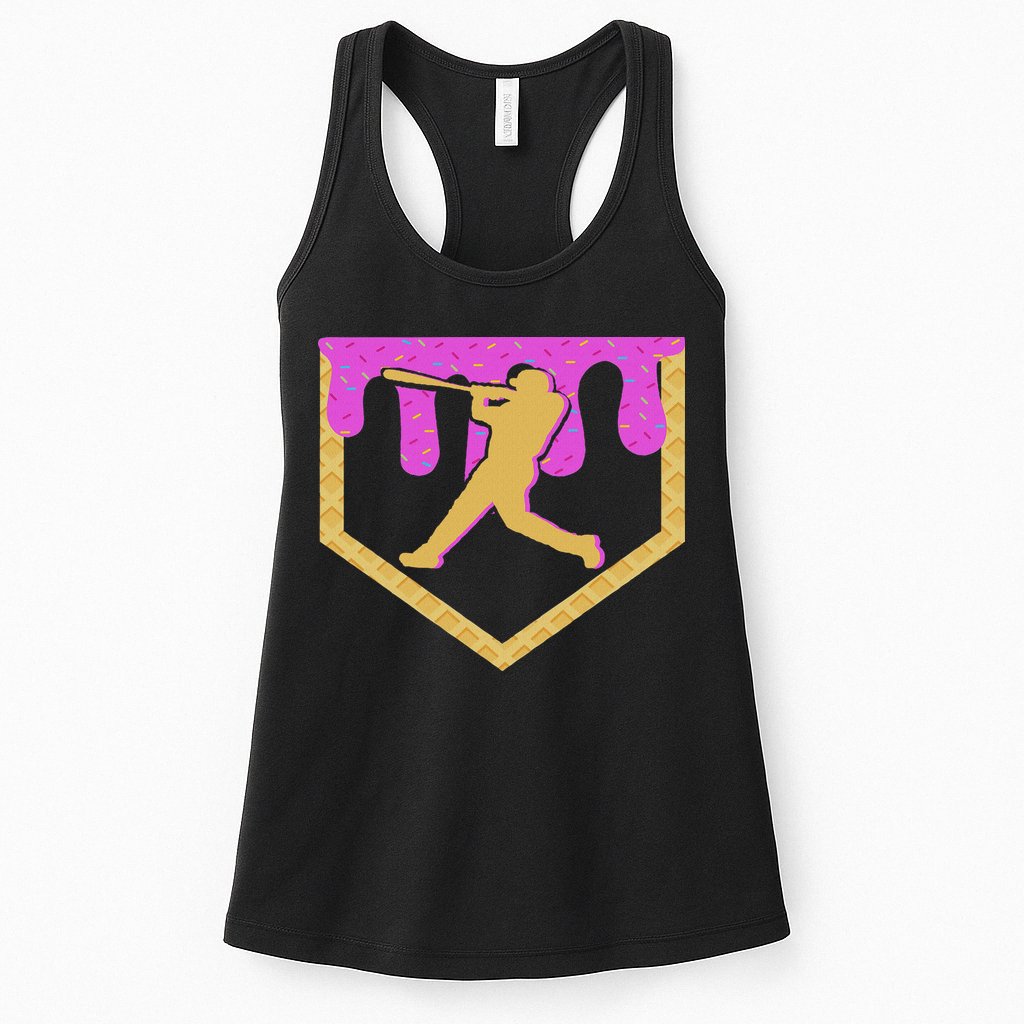 Baseball Drip Ice Cream Sprinkles Womens Tank Top