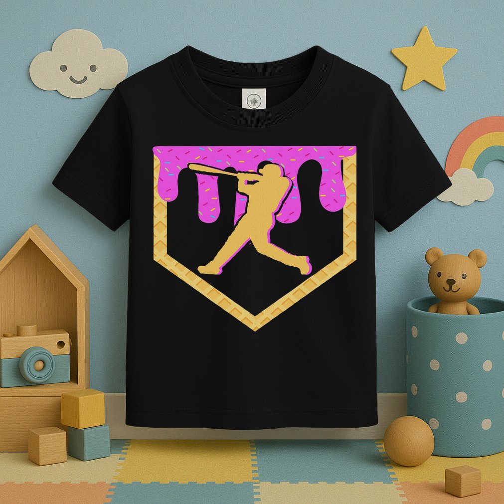 Baseball Drip Ice Cream Sprinkles Toddler T-Shirt
