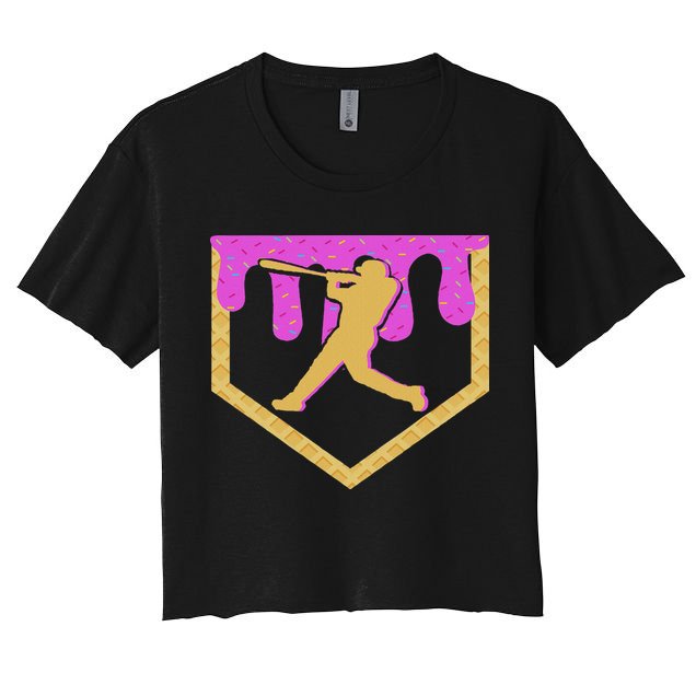 Baseball Drip Ice Cream Sprinkles Crop Top