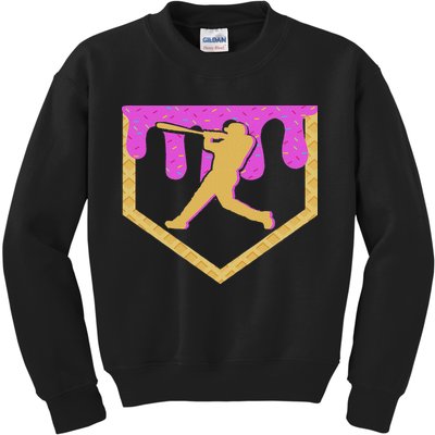 Baseball Drip Ice Cream Sprinkles Kids Sweatshirt