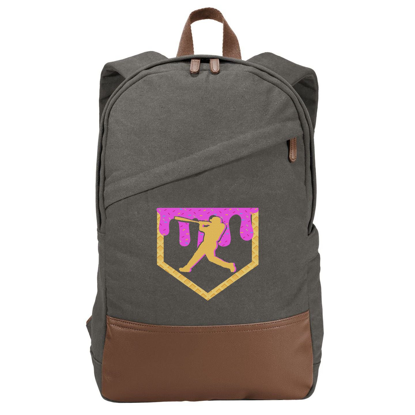 Baseball Drip Ice Cream Sprinkles Cotton Canvas Backpack