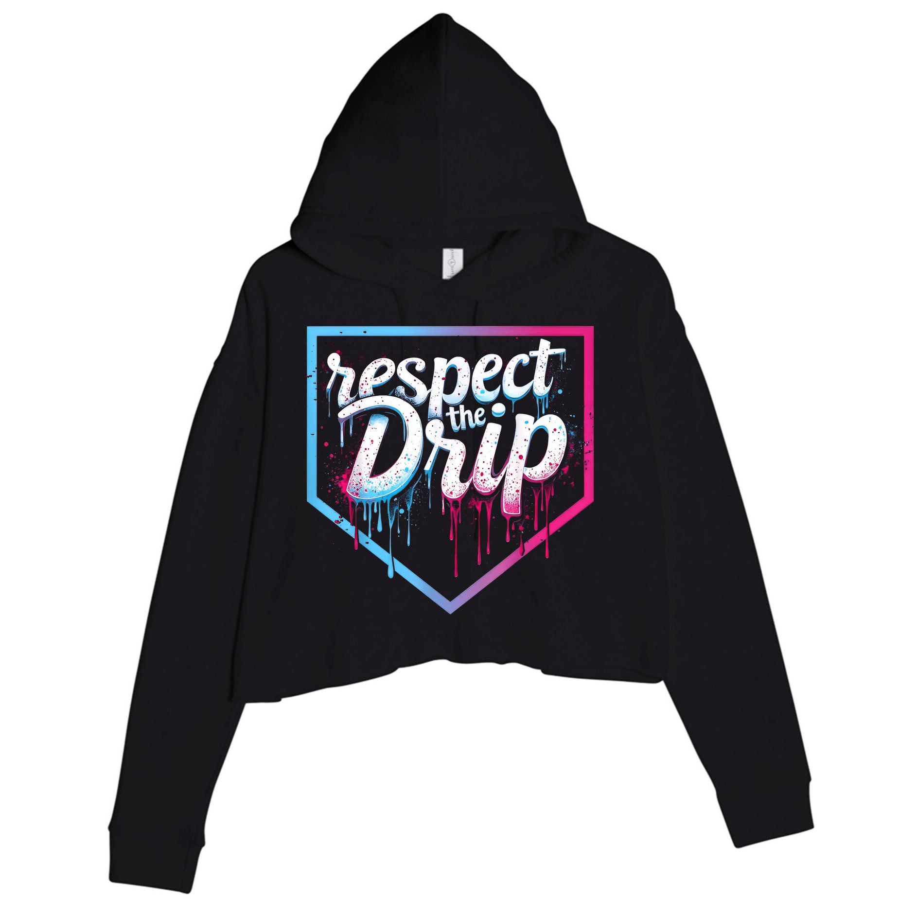 Baseball Drip Ice Cream Drip Baseball Crop Fleece Hoodie