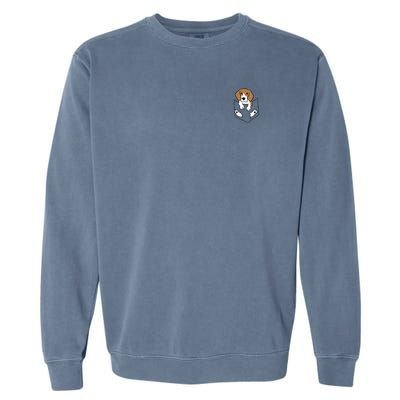 Beagle Dog In The Pocket Cute Pocket Beagle Garment-Dyed Sweatshirt