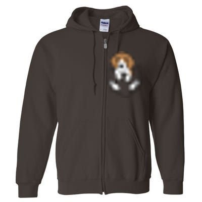 Beagle Dog In The Pocket Cute Pocket Beagle Full Zip Hoodie