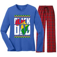 Black Dad Juneteenth King Father Black History Month Melanin Gift Women's Long Sleeve Flannel Pajama Set 