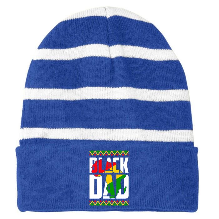 Black Dad Juneteenth King Father Black History Month Melanin Gift Striped Beanie with Solid Band